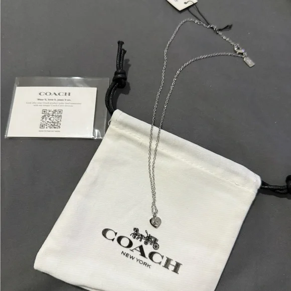 Coach Silver Heart Pendant Necklace - Picture 1 of 3